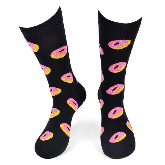 Men's Donut Crew Socks - Black and Pink