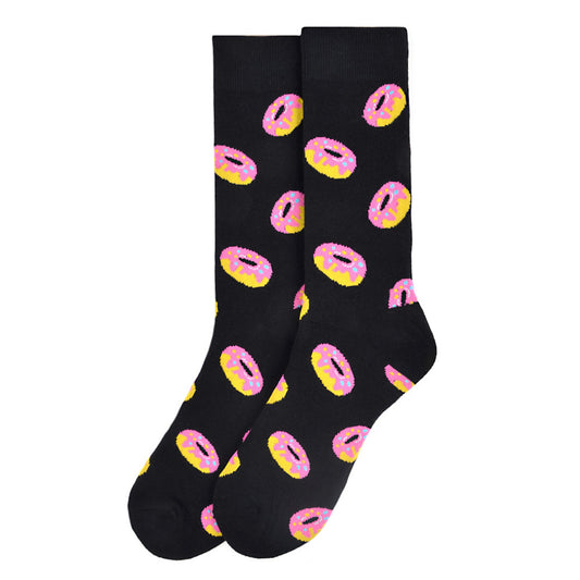 Men's Donut Crew Socks - Black and Pink