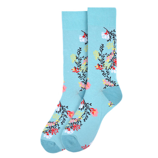 Men's Floral Socks - Blue Botanical Print