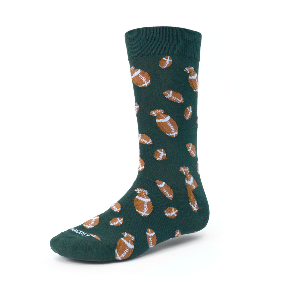 Men’s football socks with football pattern on dark green background