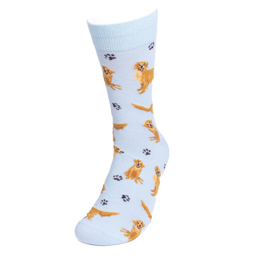 Men's Golden Retriever Labrador Dog Crew Socks - Blue