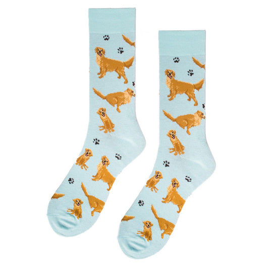 Men's Golden Retriever Labrador Dog Crew Socks - Blue