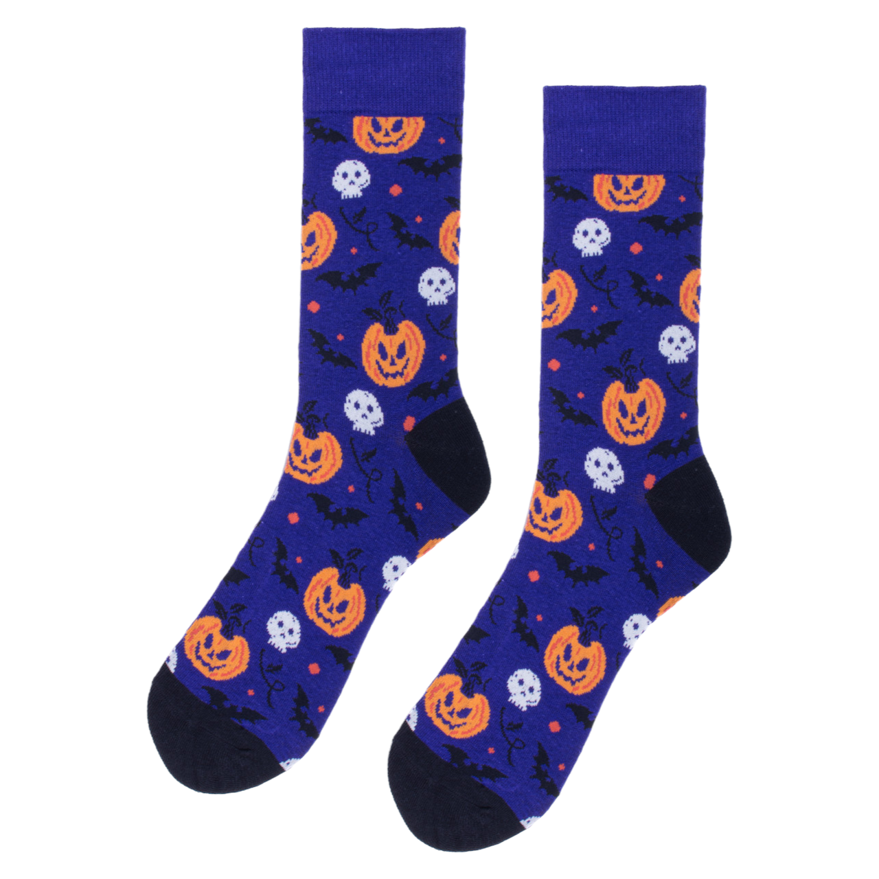 Men's Halloween Crew Socks - Pumpkin Skulls and Bats Purple Black ...