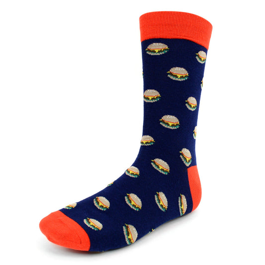 Men's Hamburger Crew Socks - Navy Blue