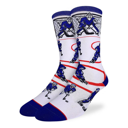 Mens Hockey Socks - White and Blue Crew Socks