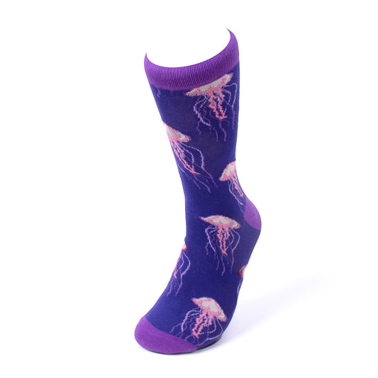 Men's Jellyfish Crew Sock - Ocean Theme Purple