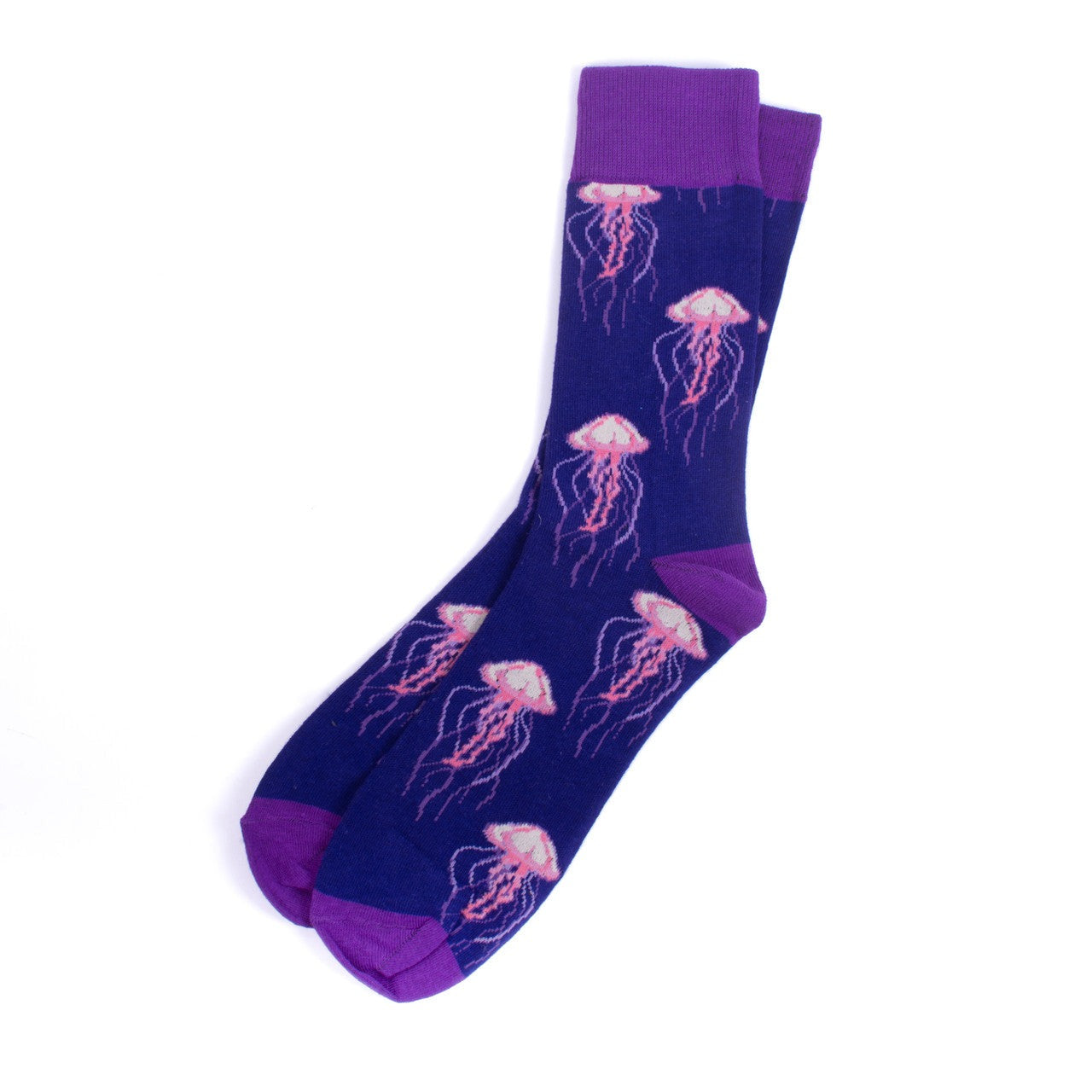 Men's Jellyfish Crew Sock - Ocean Theme Purple
