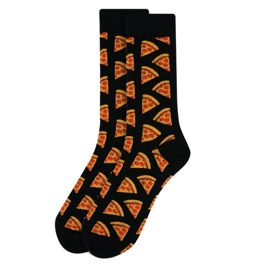 Men's Pepperoni Pizza Crew Socks - Black