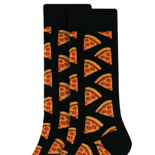 Men's Pepperoni Pizza Crew Socks - Black
