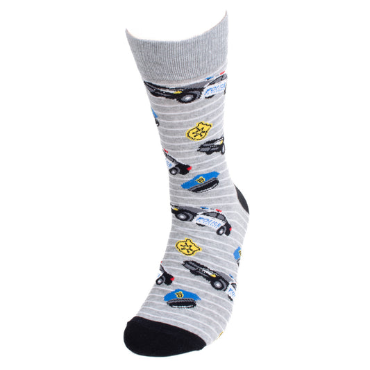 Men's Police Themed Socks - Gray