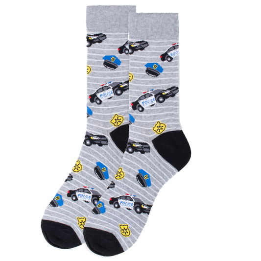 Men's Police Themed Socks - Gray