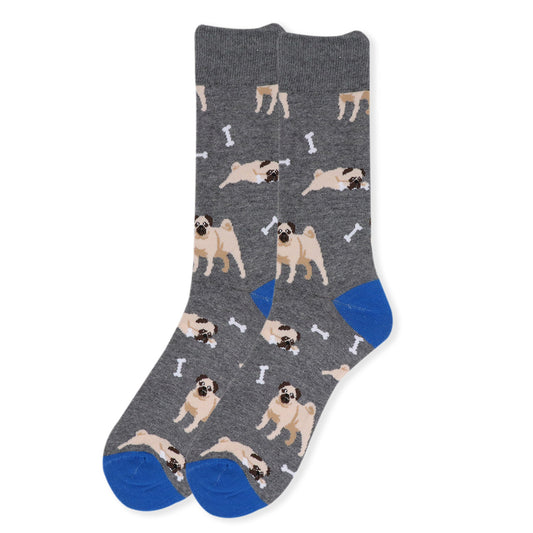 Men's Pug Dog Crew Socks