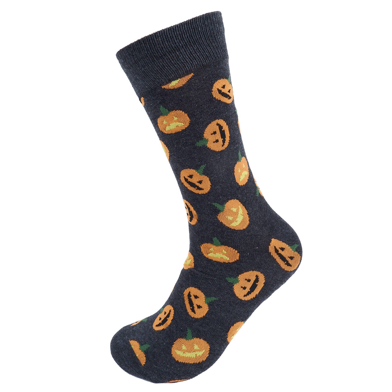 Men's Halloween Pumpkin Crew Socks - Charcoal Gray