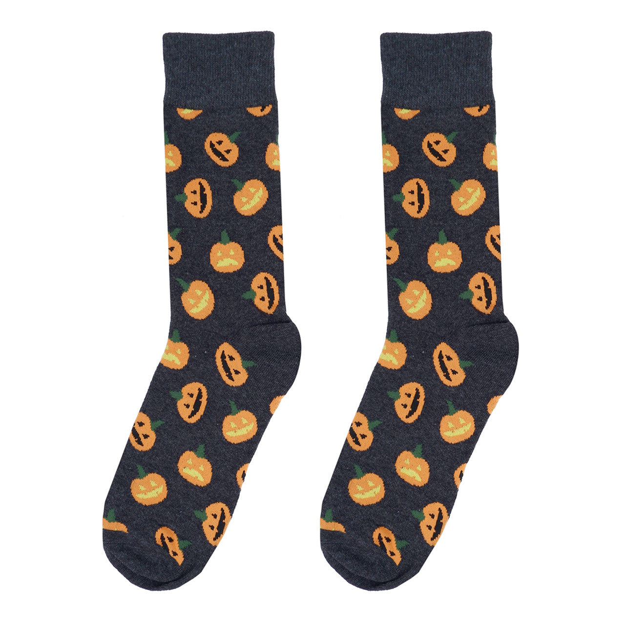 Men's Halloween Pumpkin Crew Socks - Charcoal Gray