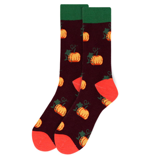 Men's Pumpkin Socks Crew Socks - Thanksgiving and Autumn Socks