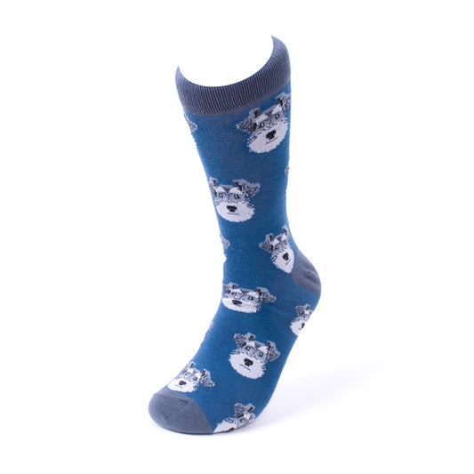 Mens Schnauzer Socks - Blue Dog Socks for Men