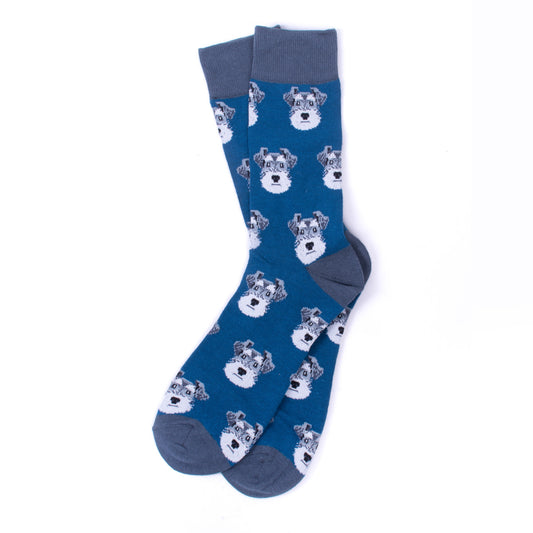 Mens Schnauzer Socks - Blue Dog Socks for Men