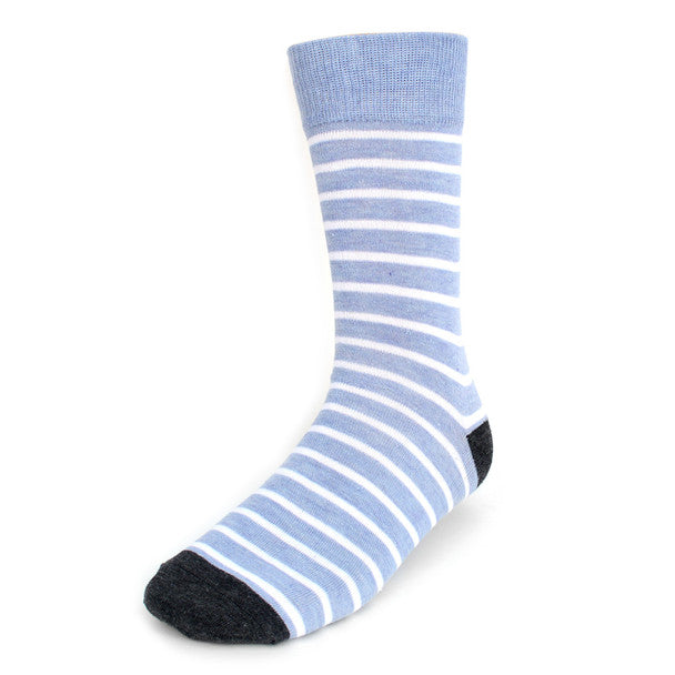 Men's Striped and Solid Crew Socks - Grey and Blue
