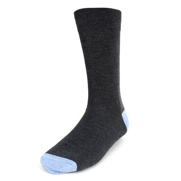 Men's Striped and Solid Crew Socks - Grey and Blue