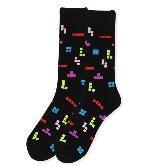Men's Retro Video Game Crew Socks - Black