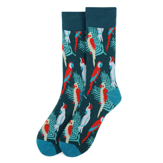 Men's Tropical Birds Socks - Blue Green