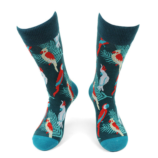 Men's Tropical Birds Socks - Blue Green