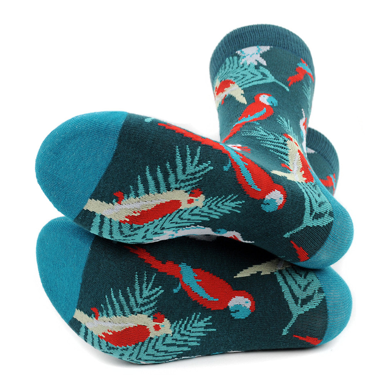 Men's Tropical Birds Socks - Blue Green