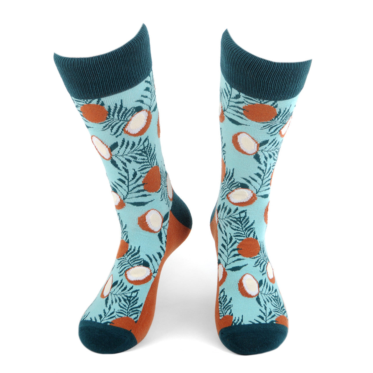 Men's Tropical Crew Sock - Palm Leaves and Coconuts