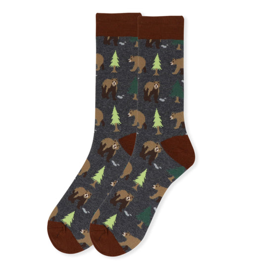 Men's Wilderness Bears Socks - Beige