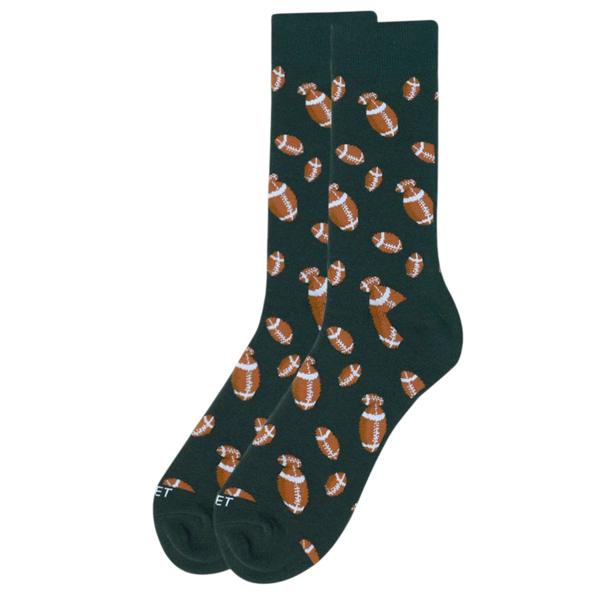 Men’s football socks with football pattern on dark green background