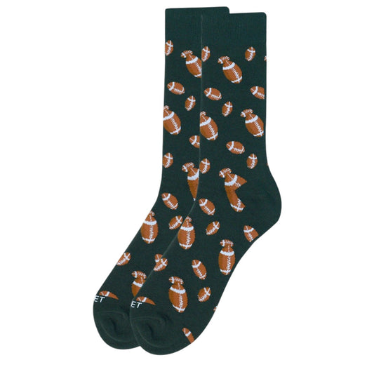 Men’s football socks with football pattern on dark green background