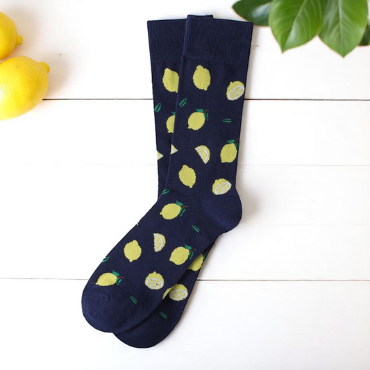 Mens Lemon Socks - Blue