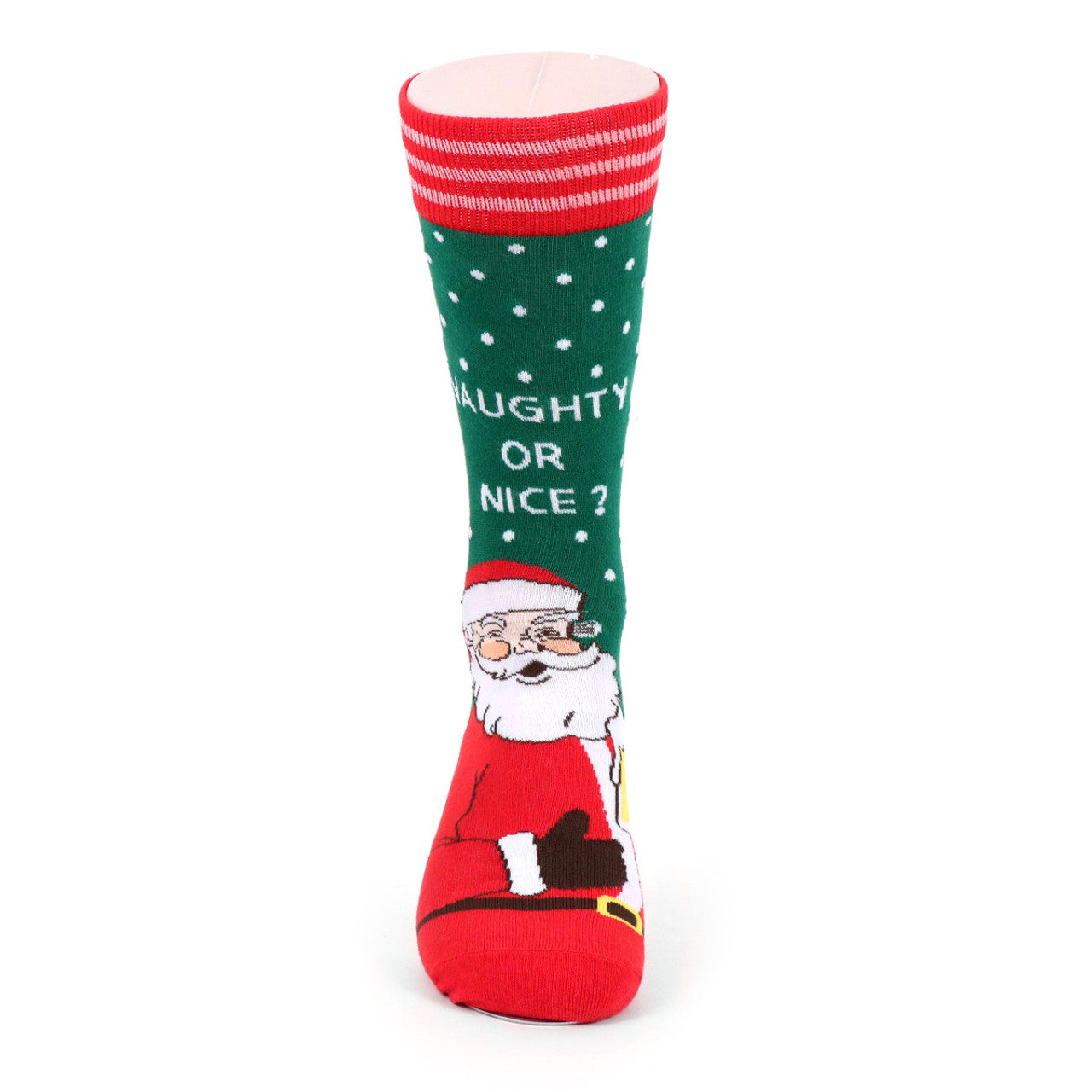 Men's Crew Socks - Santa Claus Naughty or Nice Christmas Socks