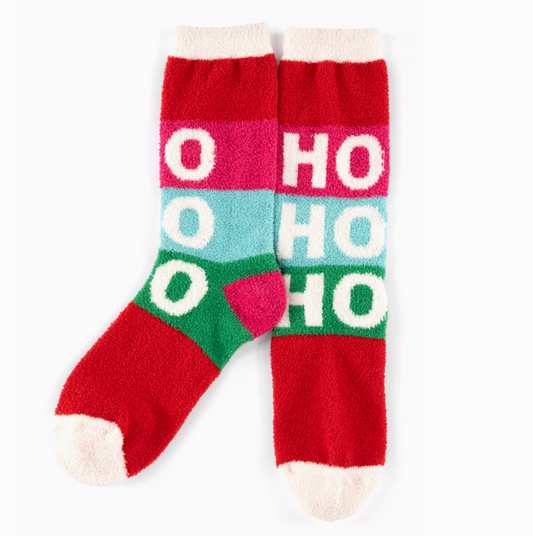 Women's Ho Ho Ho Socks for Christmas - Red and Green