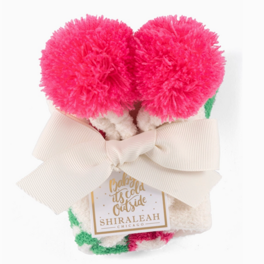 Women's Grinch Socks with Pom Poms and Grip Bottom