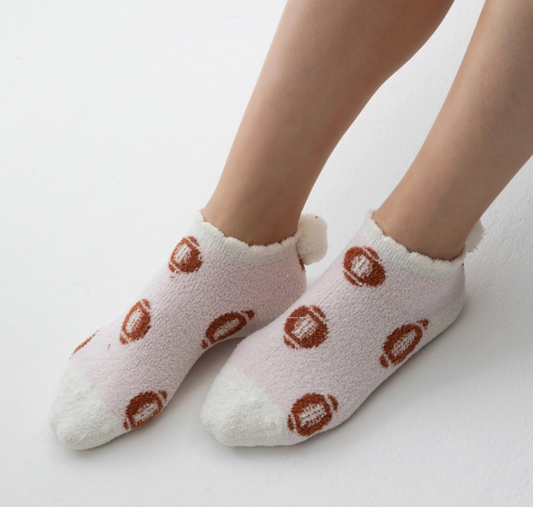 Women's Football Socks with Pom Poms and Grip Bottom