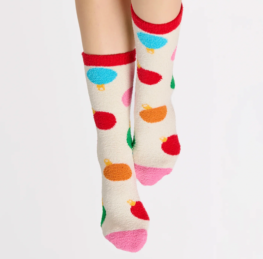 Women's Fuzzy Christmas Ornament Socks - The perfect stocking stuffer!