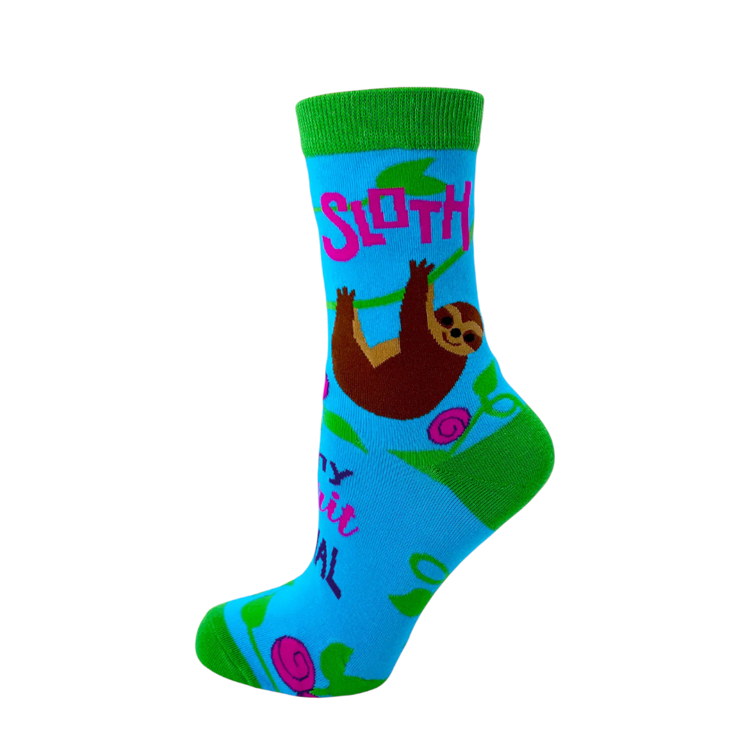 Women's Sloth is My Spirit Animal Socks - Funny Sloth Lover Crew Socks