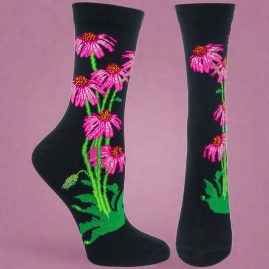 Women's Ozone Apothecary Echinacea Sock - Black and Pink