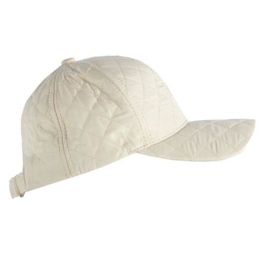 Ivory quilted baseball cap on a white background