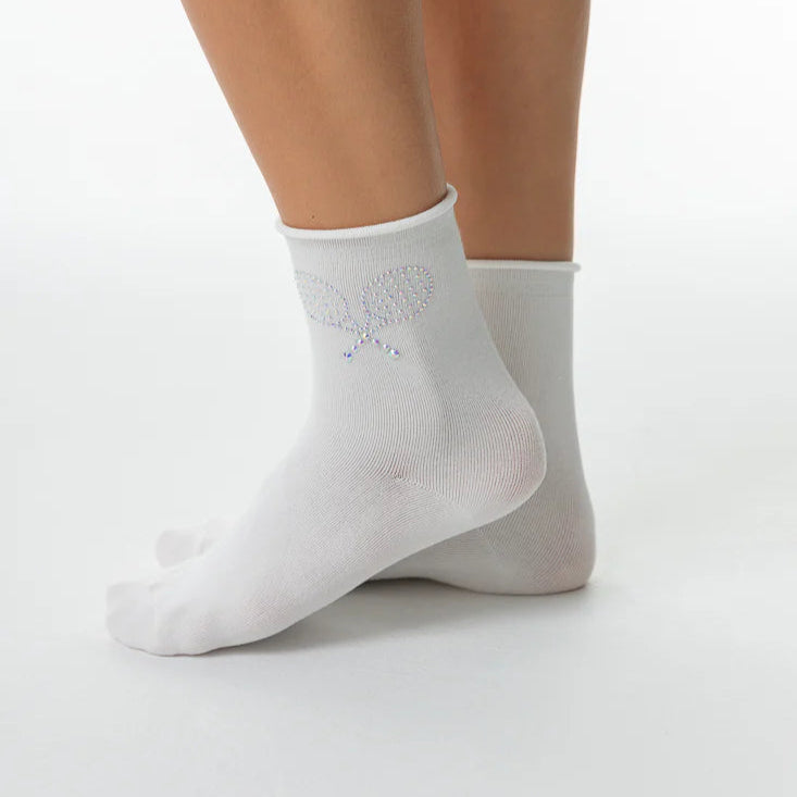 Women's Crystal Tennis Socks - Perfect Gift for any Tennis Lover! White