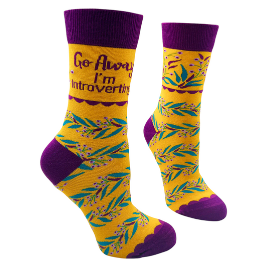 Women's Go Away I’m Introverting Socks – Funny Introvert Socks Gift
