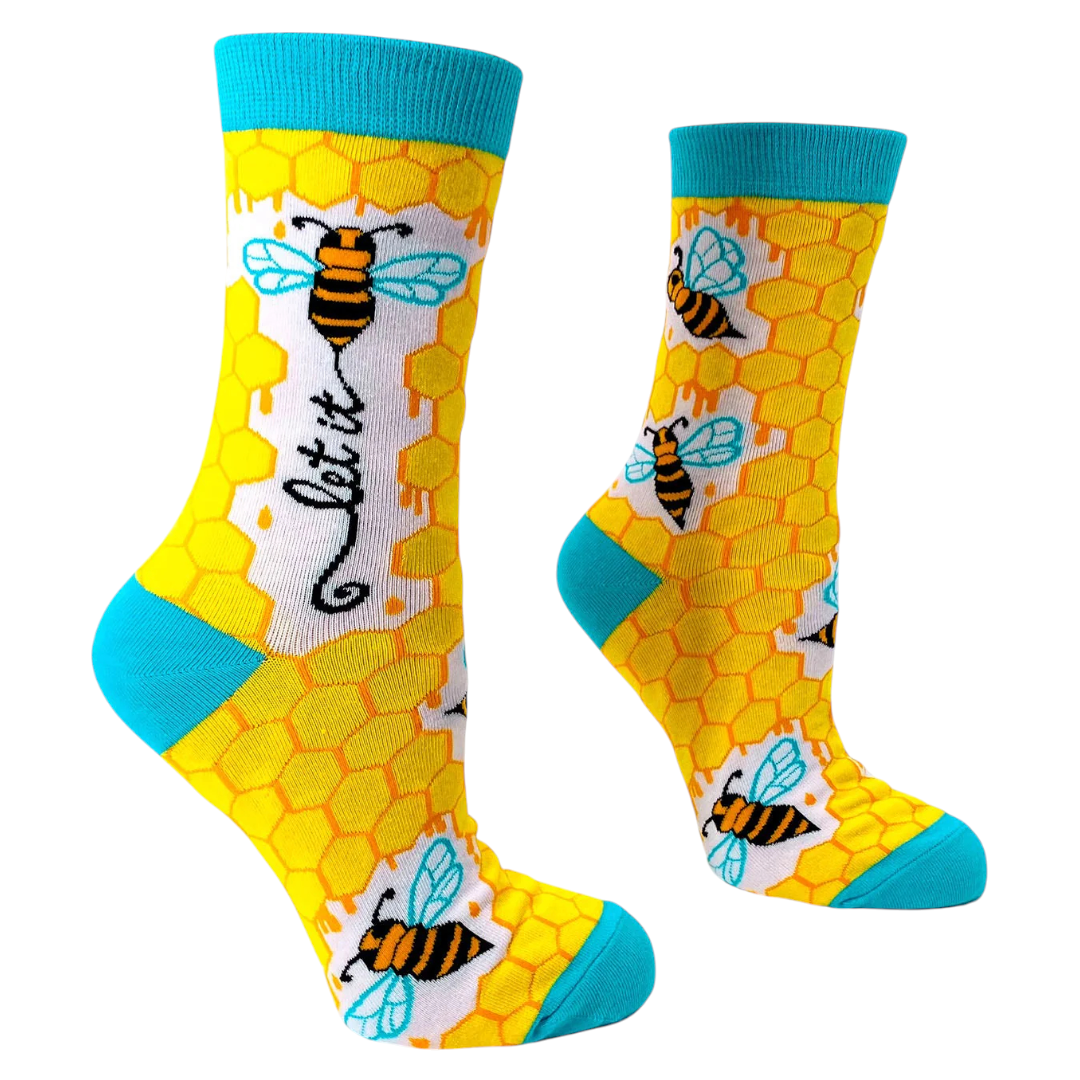 Women's Let It Bee Socks – Bee Lover Honeycomb Socks