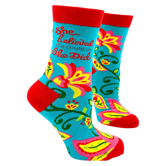Women's She Believed She Could So She Did Socks – Inspirational Gift for Her