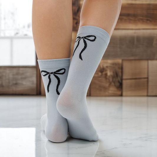 Women's Back Bow Socks - Gray