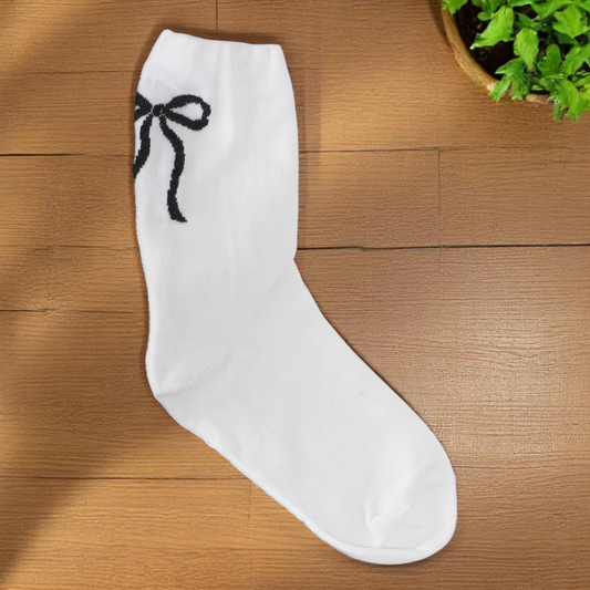Women's Back Bow Socks - White