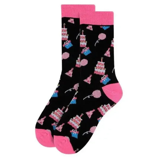 Women's Birthday Socks - Birthday Gift with Cake Balloons and Presents