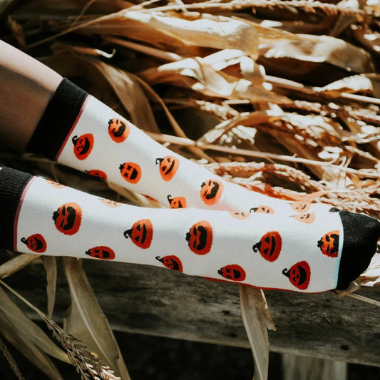 Women's Halloween Pumpkin Socks - Jack-o-Lantern Socks