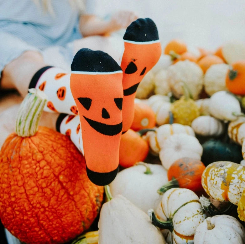 Women's Halloween Pumpkin Socks - Jack-o-Lantern Socks