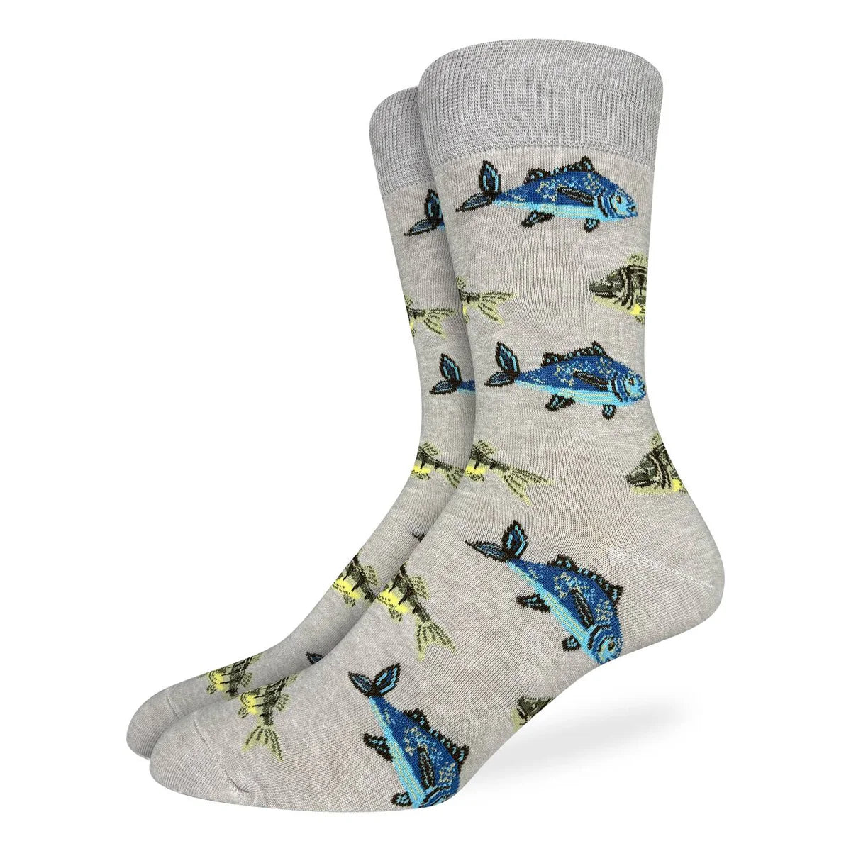 Men's Big & Tall Fish Socks - grey socks with fish pattern